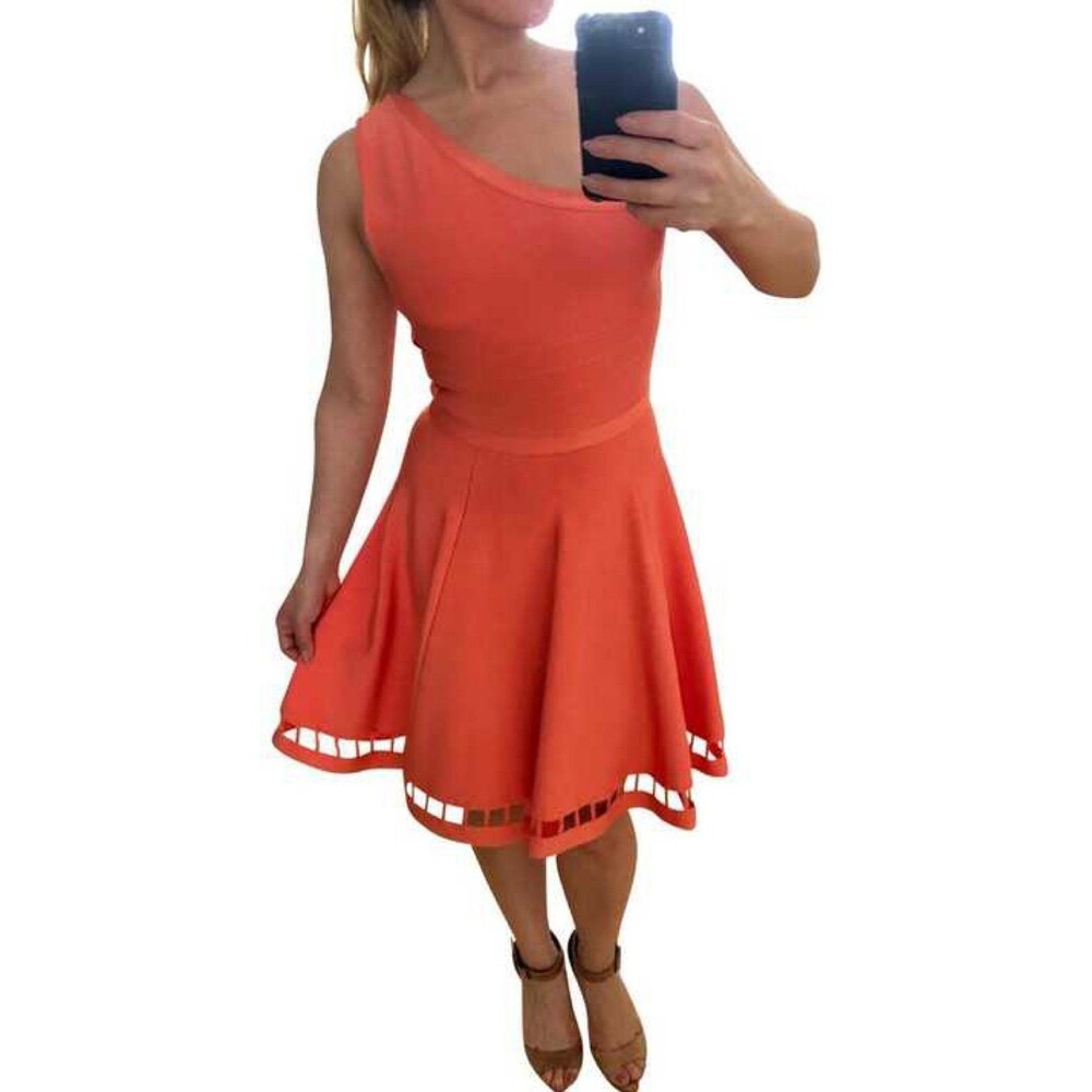 Mariano bandage peach dress sz XS one shoulder skater